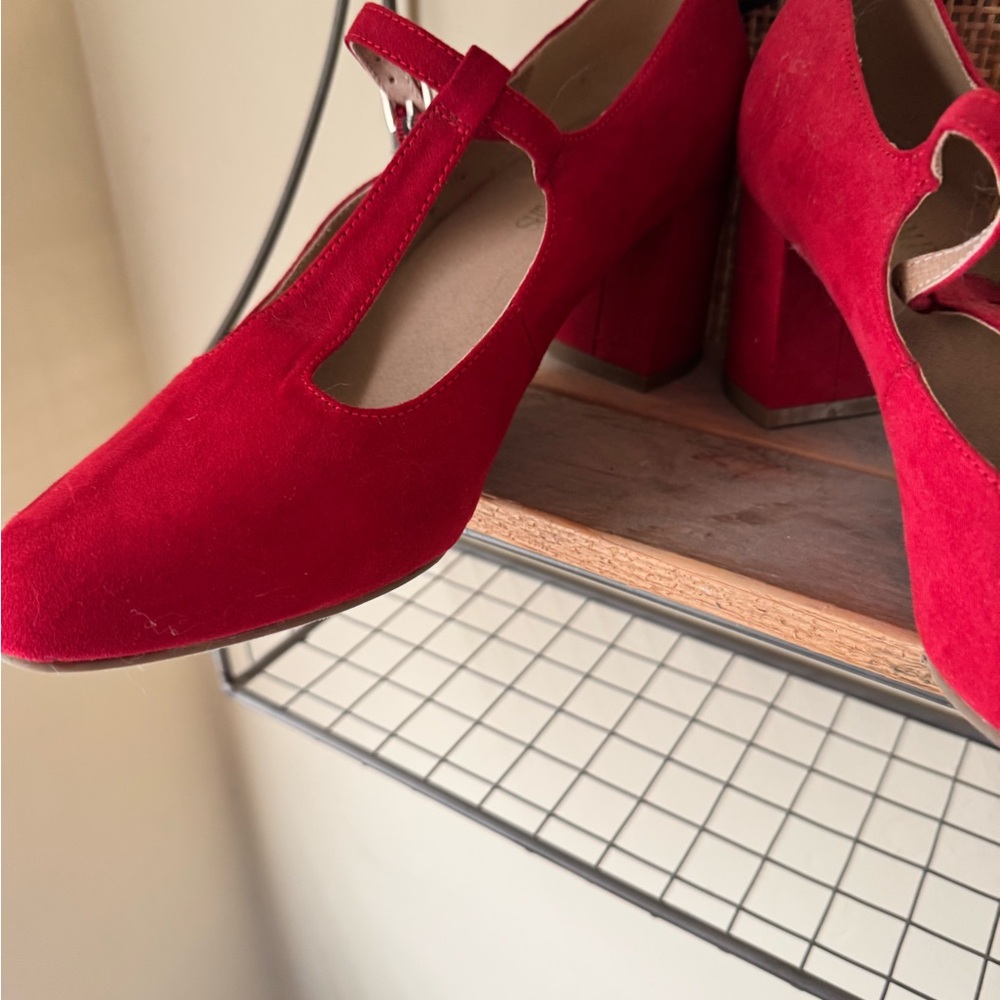 Dream Pairs Red T-Strap Heels